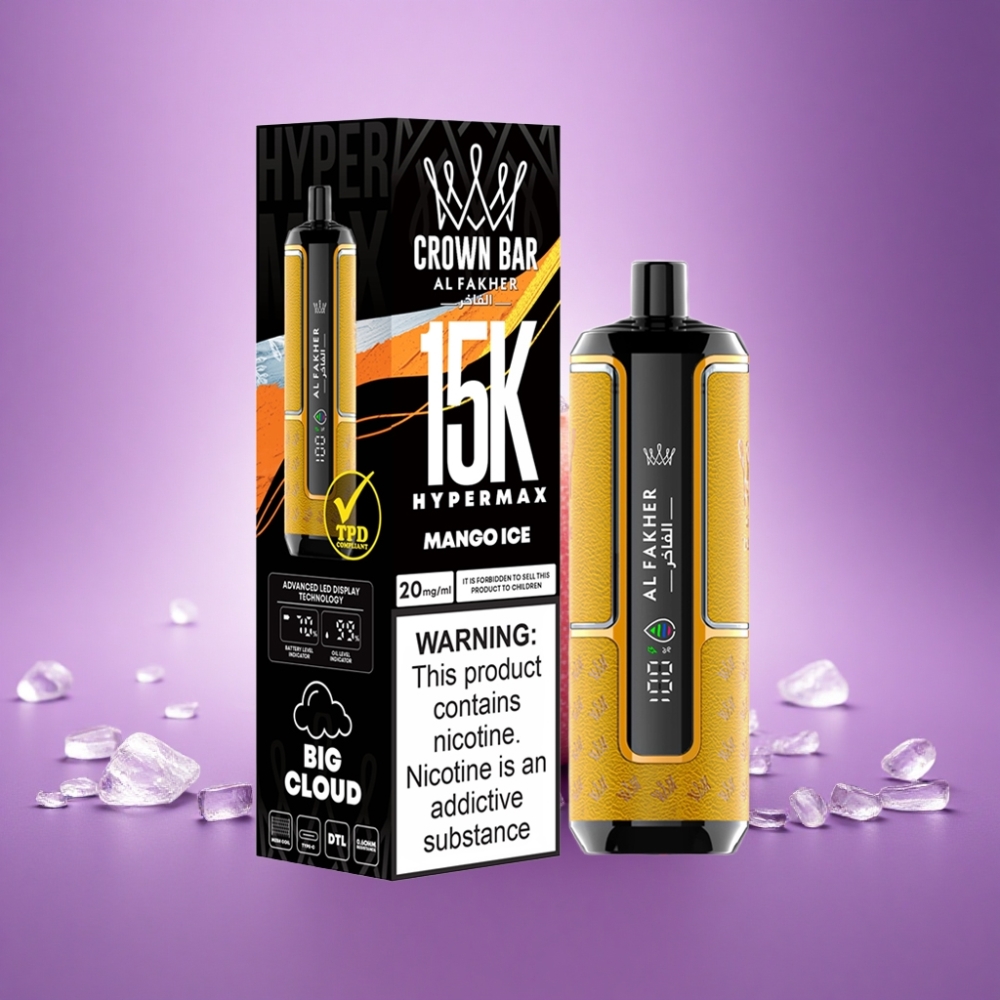 Al Fakher Crown Bar 15K Hypermax Mango Ledus ar 600mAh un 6mg nikotīna