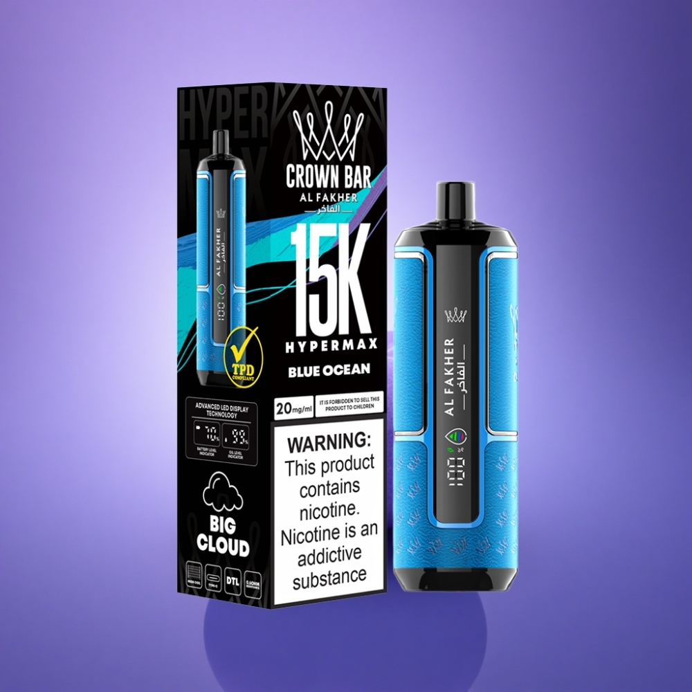 Al Fakher Crown Bar 15K Hypermax Zils Okeāns 600mAh 22ml Disposable
