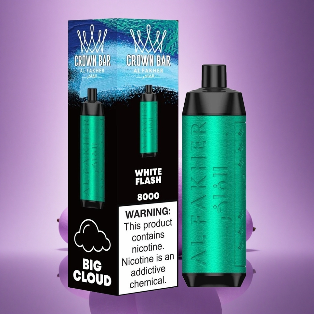 Al Fakher Crown Bar 8000 Crystal Baltā Zibsnība 600mAh 5mg Nikotīna