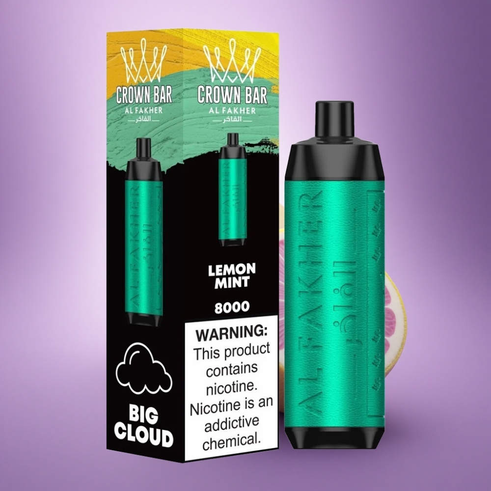 Al Fakher Crown Bar 8000 Crystal Citronu Mētra ar 600mAh un 5mg Nikotīna