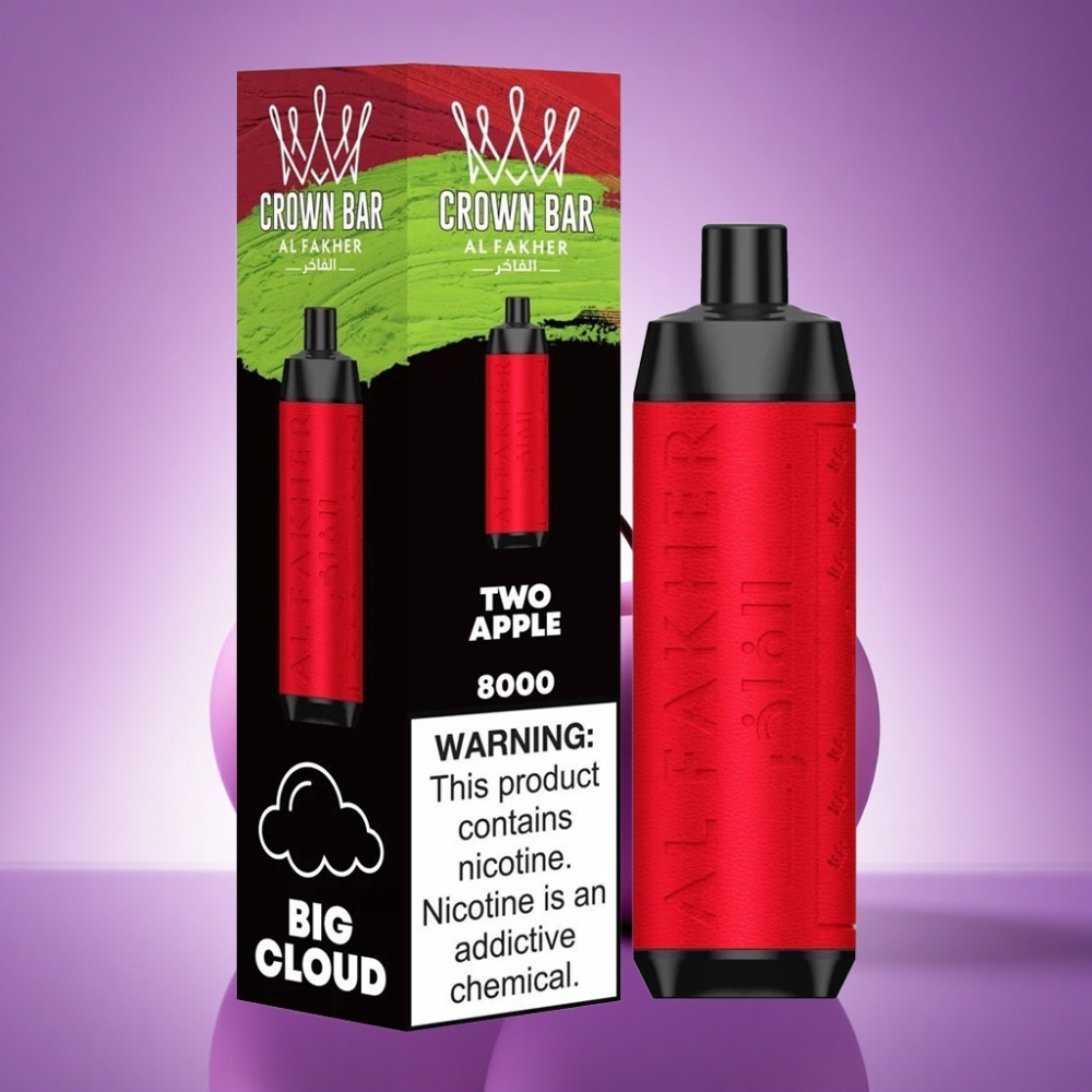 Al Fakher Crown Bar 8000 Crystal Divu Ābolu 600mAh 18ml Nikotīna