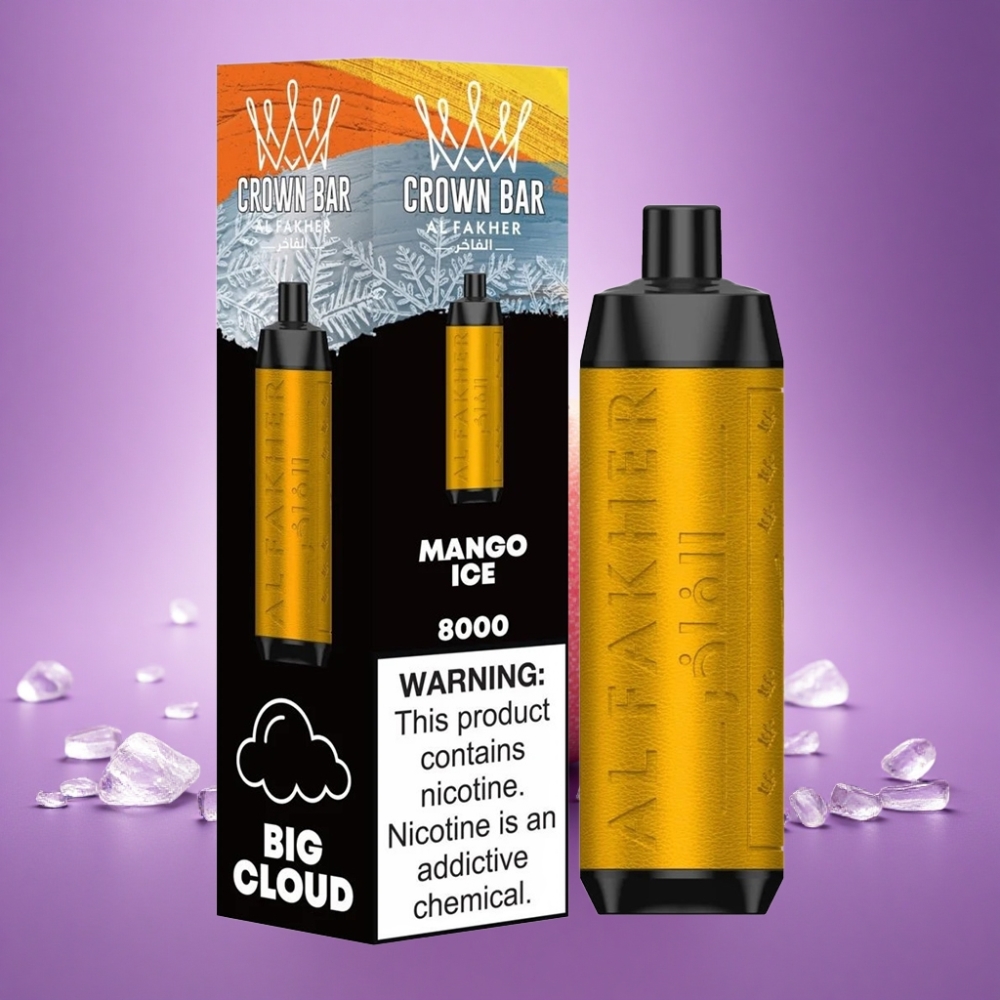 Al Fakher Crown Bar 8000 Crystal Mango Ledus ar 600mAh un 5mg nikotīna