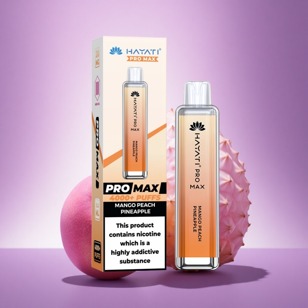 Hayati Pro Max 4000 Puffs Mango Persiku Ananāss 2% Nikotīna 1400mAh