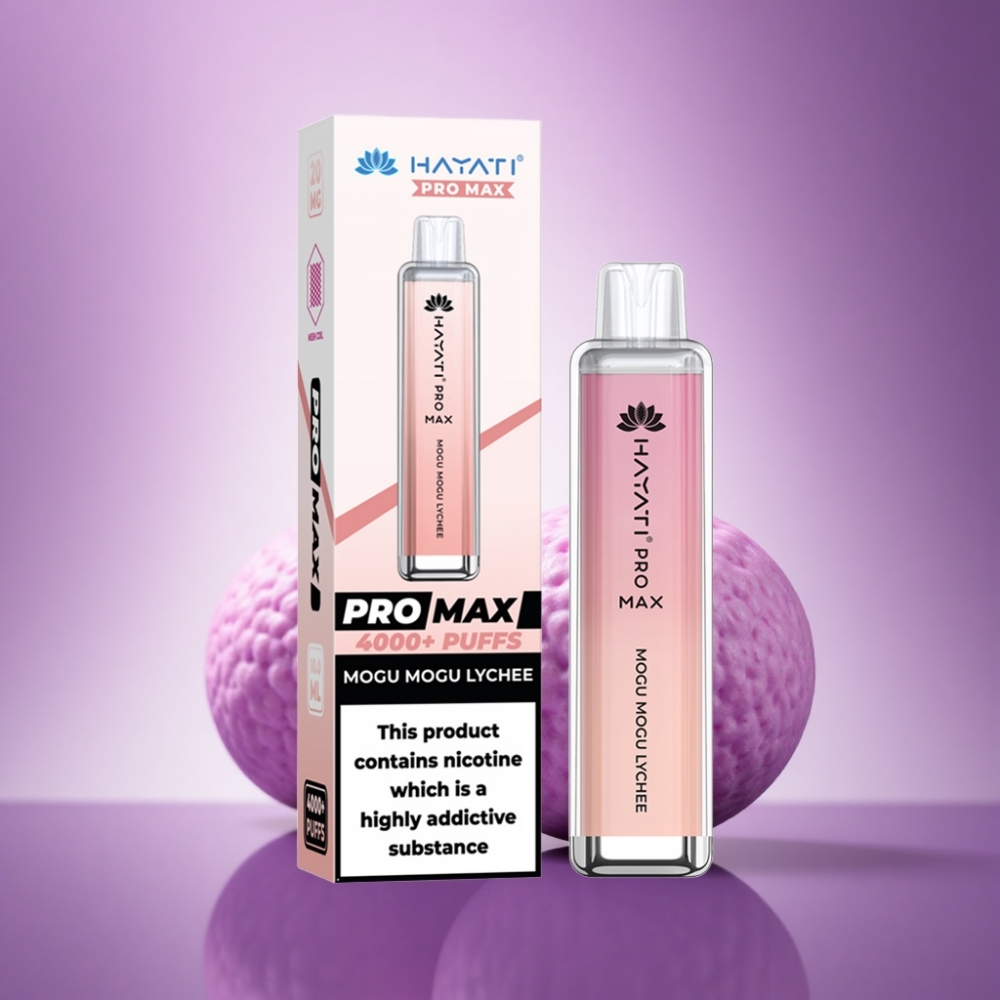 Hayati Pro Max 4000 Puffs Mogu Mogu Liči ar 2% nikotīna un 1400mAh bateriju
