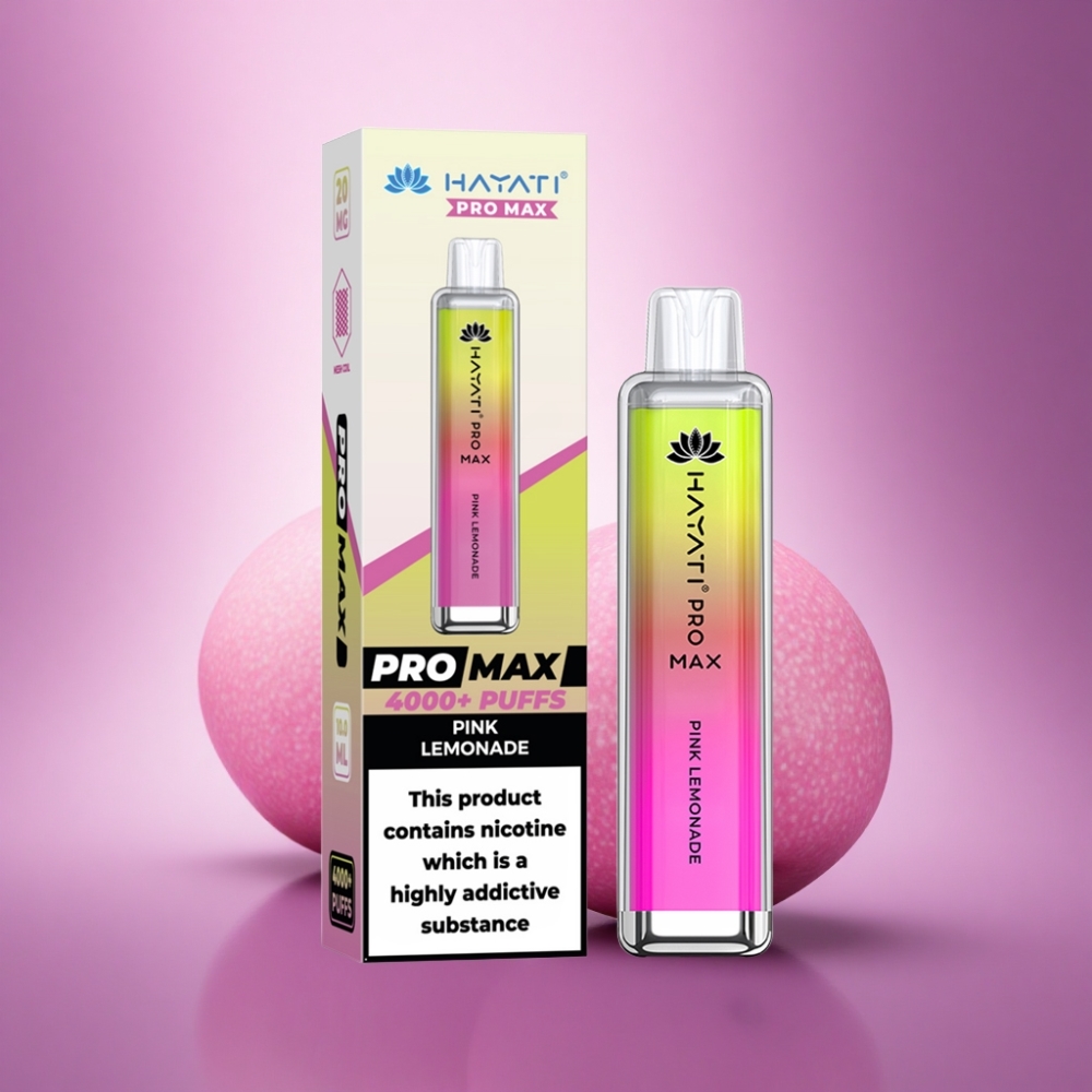 Hayati Pro Max 4000 Puffs Rozā citronāde 5% nikotīna 1400mAh