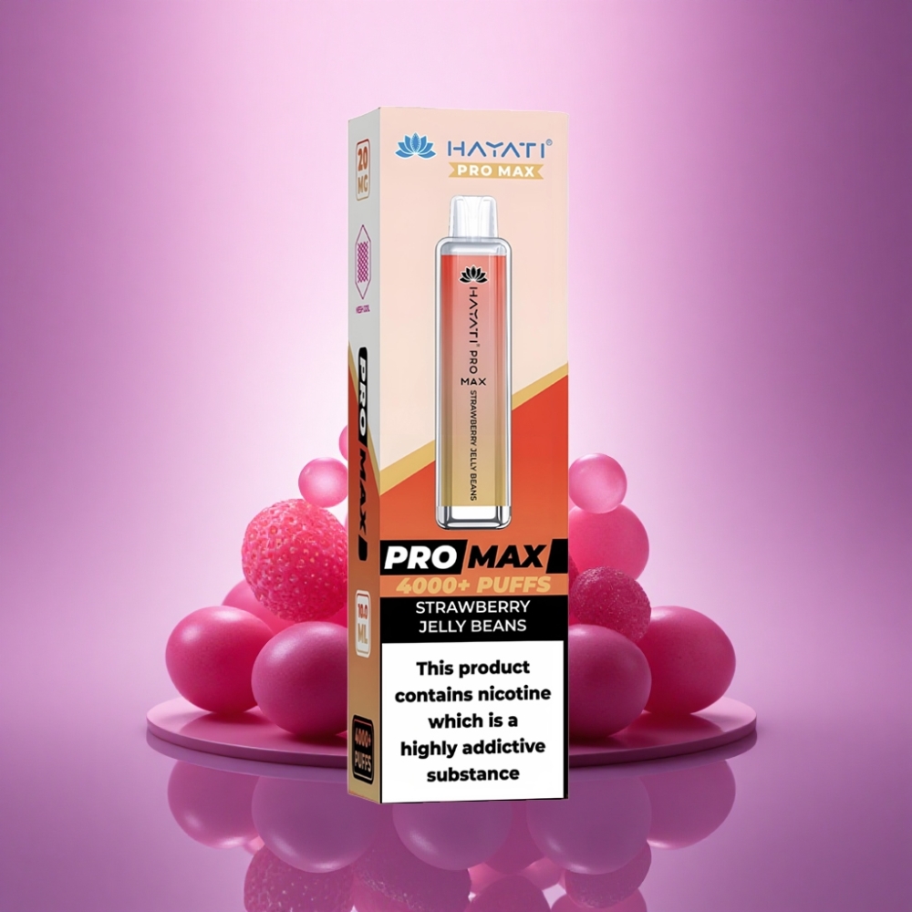 Hayati Pro Max 4000 Puffs Zemenes Želejas Pupiņas ar 5% nikotīna un 1400mAh