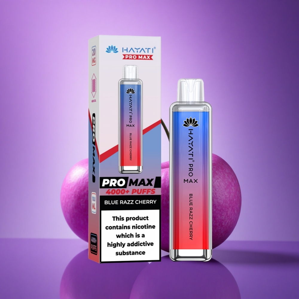 Hayati Pro Max 4000 Puffs Zilā Aveņu Ķiršu 2% Nikotīna 1400mAh