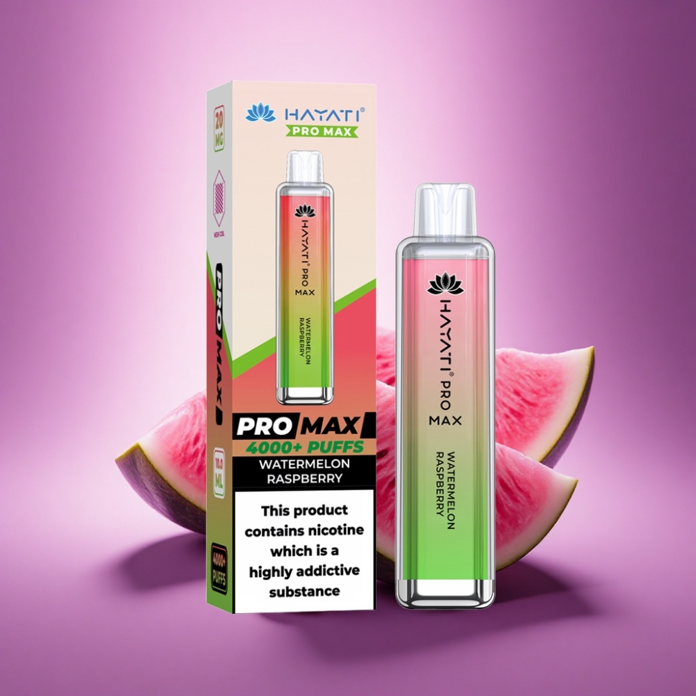 Hayati Pro Max 4000 Puffs Ārprātīgais Arbūzs Aveņu 5% Nikotīna 1400mAh