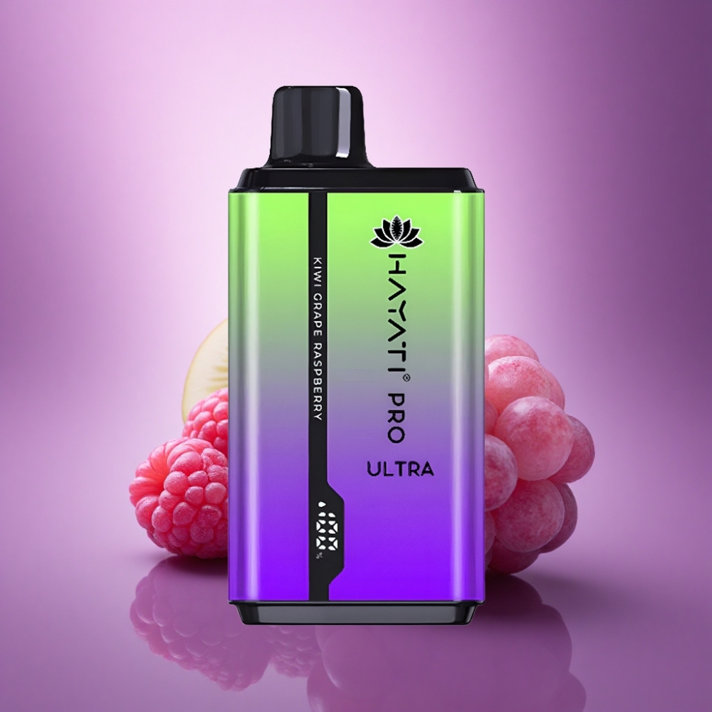 Hayati Pro Ultra 15000 Puffs Kivi Vīnogu Avene 850mAh 2% nikotīna