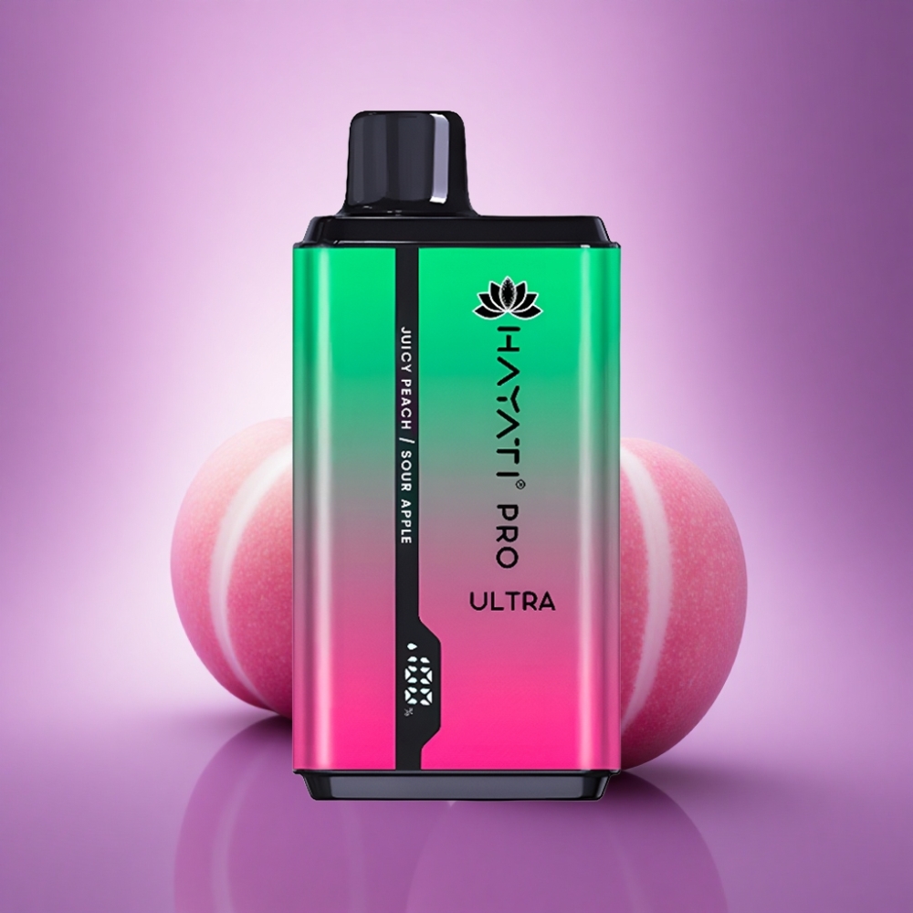 Hayati Pro Ultra 15000 Puffs Skābā ābolu sulīgas persiku 850mAh 2% nikotīna
