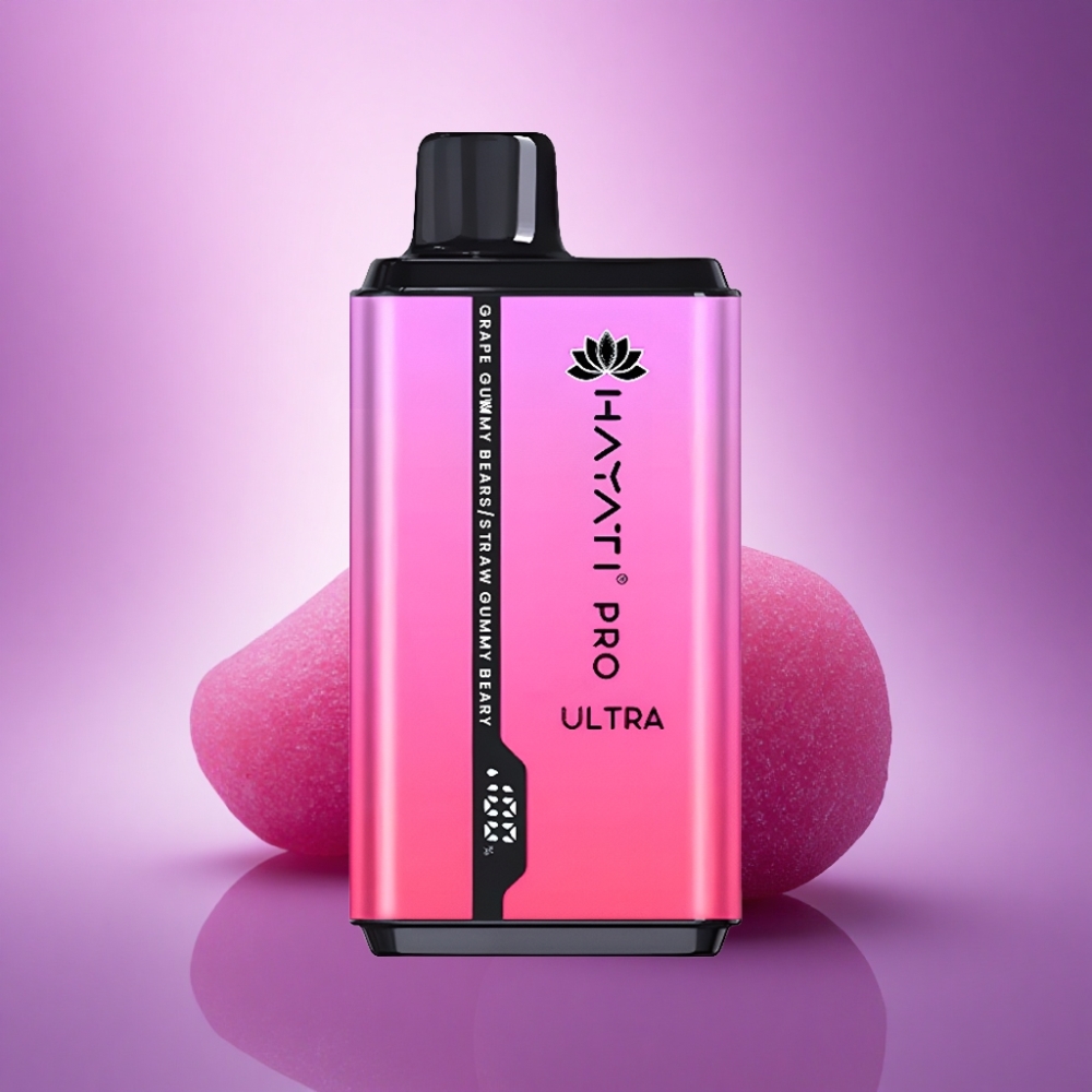Hayati Pro Ultra 15000 Puffs Vīnogu Gumijlāči Zemeņu Gumijlāči ar 850mAh un 2% nikotīna