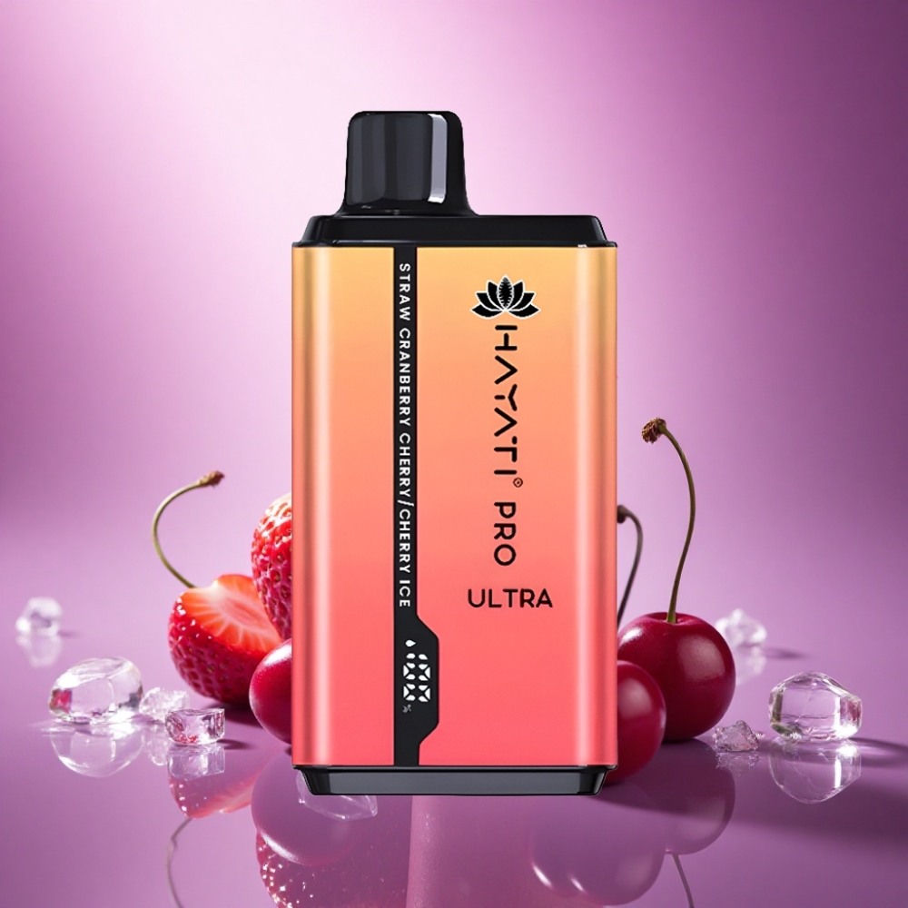 Hayati Pro Ultra 15000 Puffs Zemeņu Dzērveņu Ķiršu Ledus ar 850mAh un 2% nikotīna