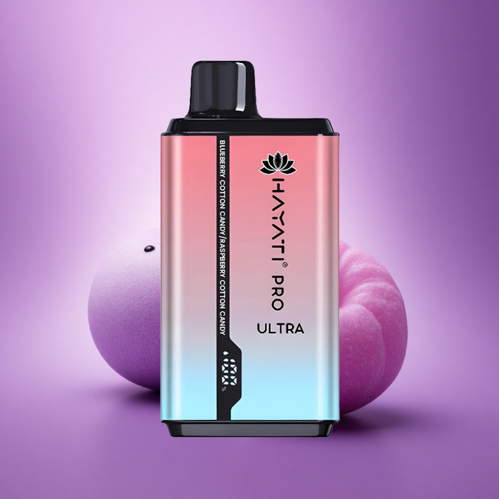 Hayati Pro Ultra 15000 Puffs Zemenes Kokteilis Mākoņu Cukurs Aveņu Kokteilis Mākoņu Cukurs ar 850mAh un 2% nikotīna