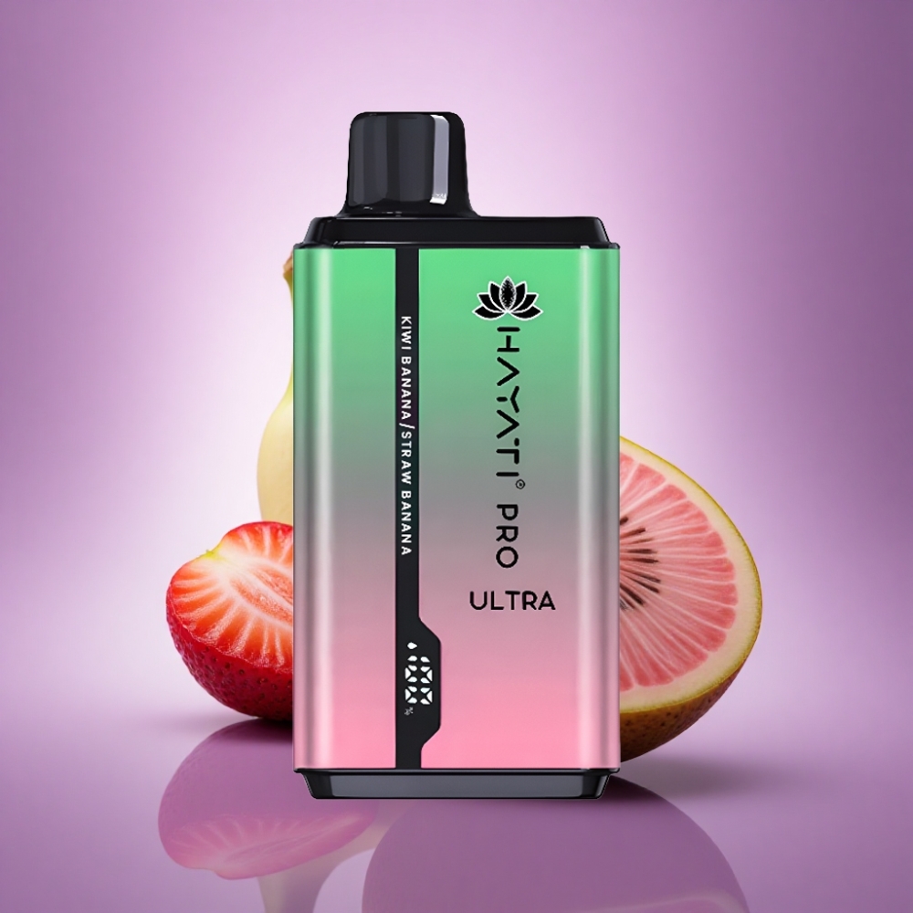 Hayati Pro Ultra 15000 Puffs Ķīvi Banāns Zemene Banāns 850mAh 2% nikotīns