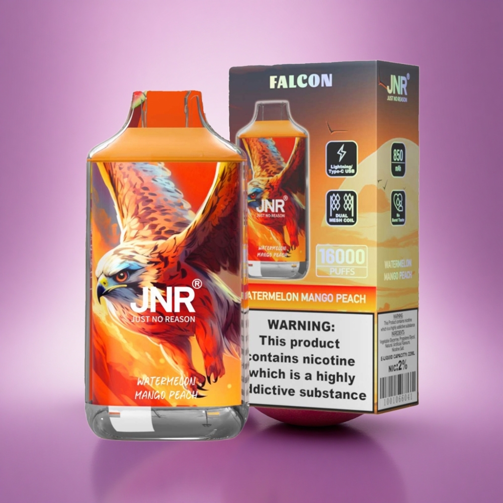 JNR Falcon 16000 Arbūzu Mango Persiku 850 mAh 22ml Divu Režģu Spole 0%-2% Nikotīns