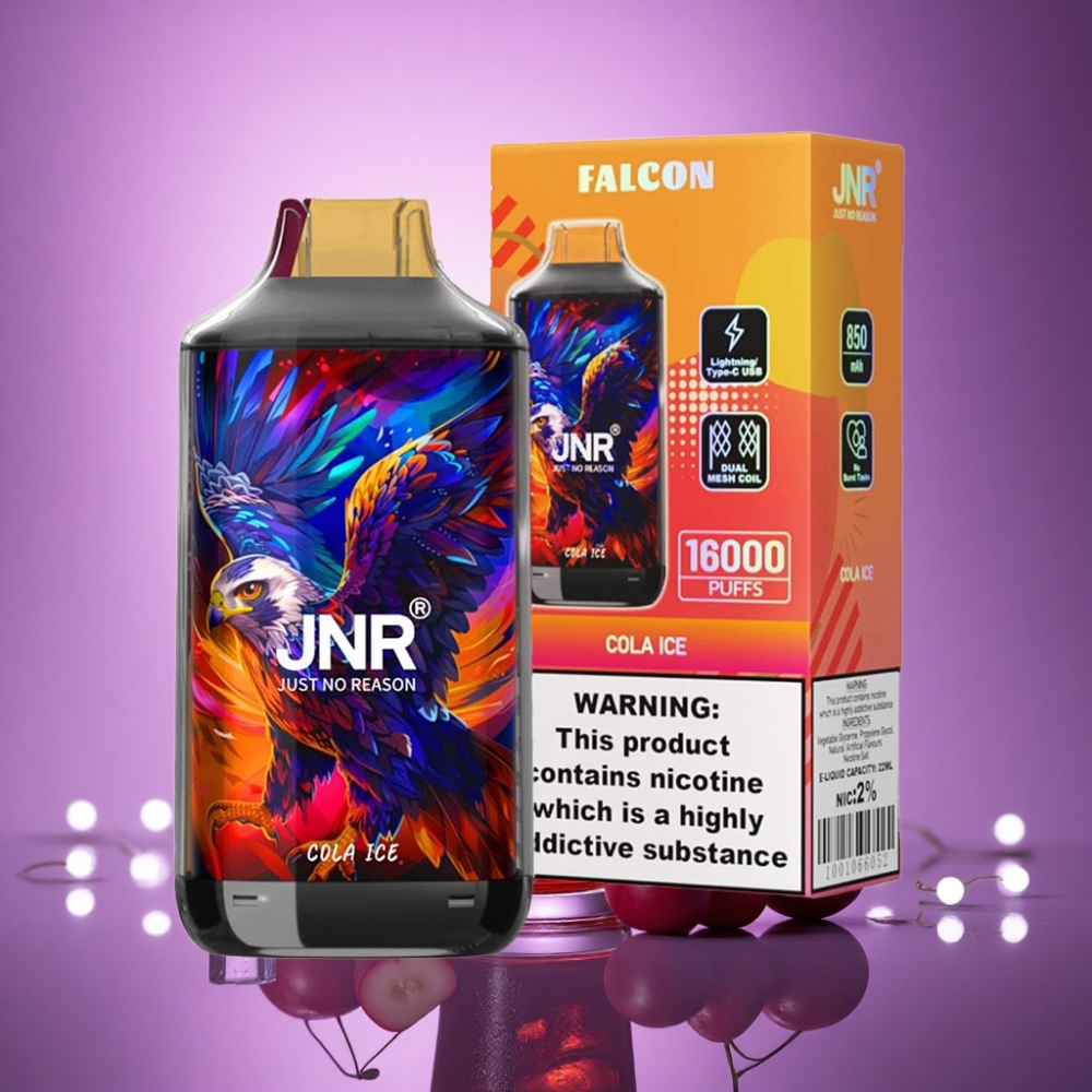 JNR Falcon 16000 Ledus Kola ar 22ml e-gājienu un dubultā sieta spole