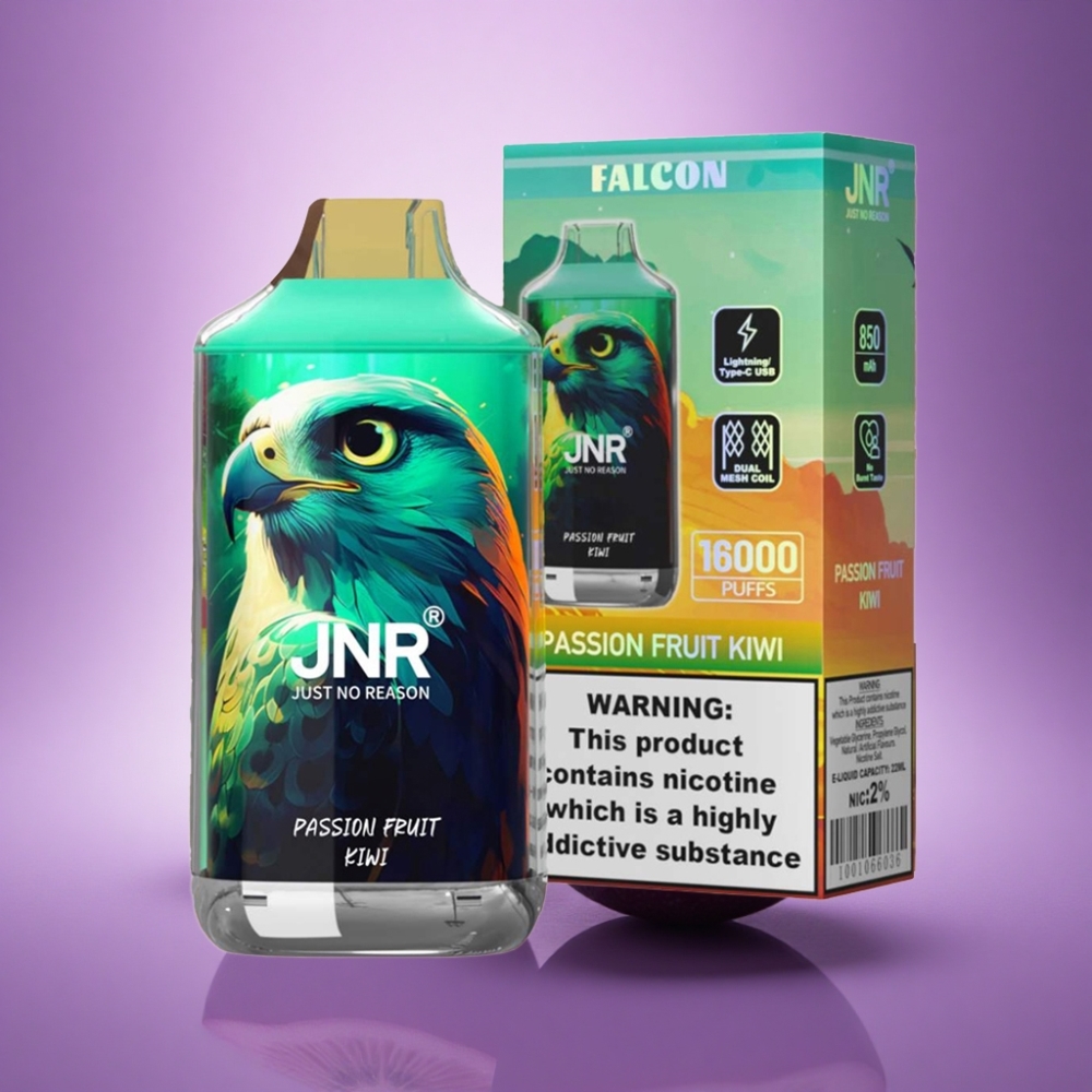 JNR Falcon 16000 Marakuķu Kivi 850 mAh 22ml Divkāršais siets 0%-2% nikotīns
