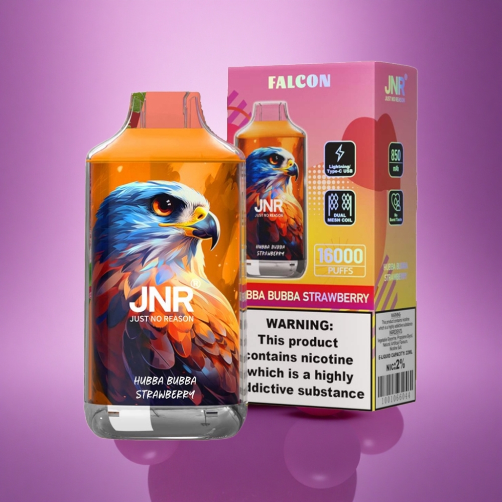 JNR Falcon 16000 Zemeņu Hubba Bubba ar 850 mAh un 2% nikotīna saturu