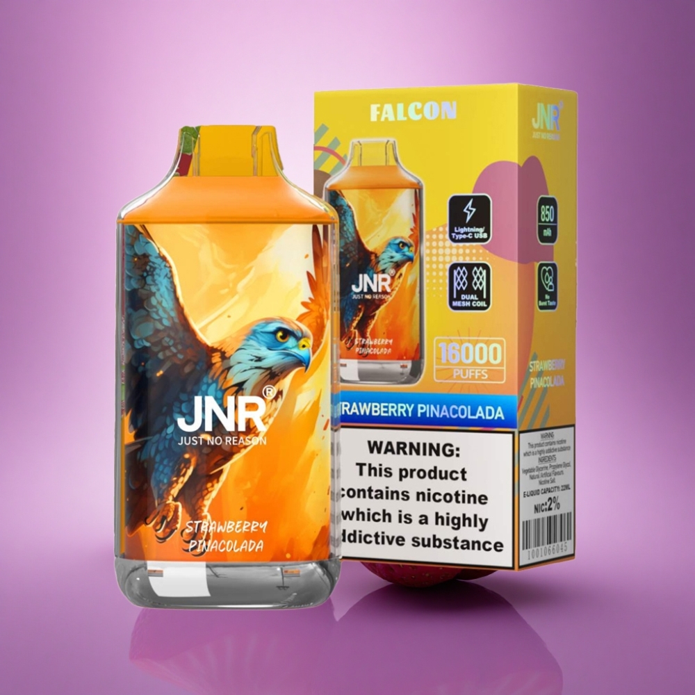 JNR Falcon 16000 Zemenes Pina Kolāda 850 mAh 22ml Dual Mesh 0%,2% nikotīns