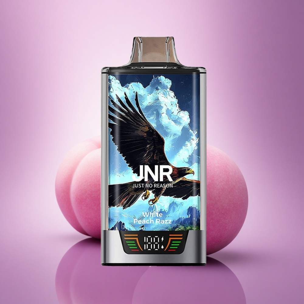 JNR Falcon Pro 28000 Baltā Persiku Aveņu 950mAh 5% Nikotīna