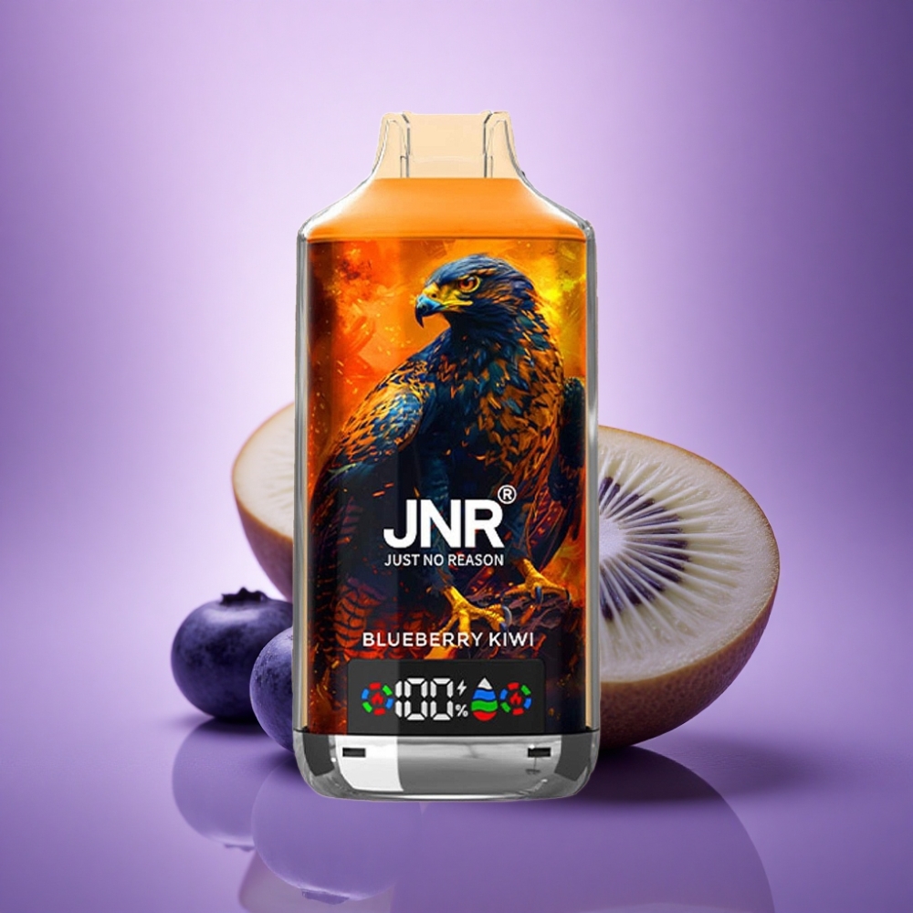 JNR Falcon X 18000 Krāšņā Aveņu Kiwi ar 750mAh un 5% nikotīna