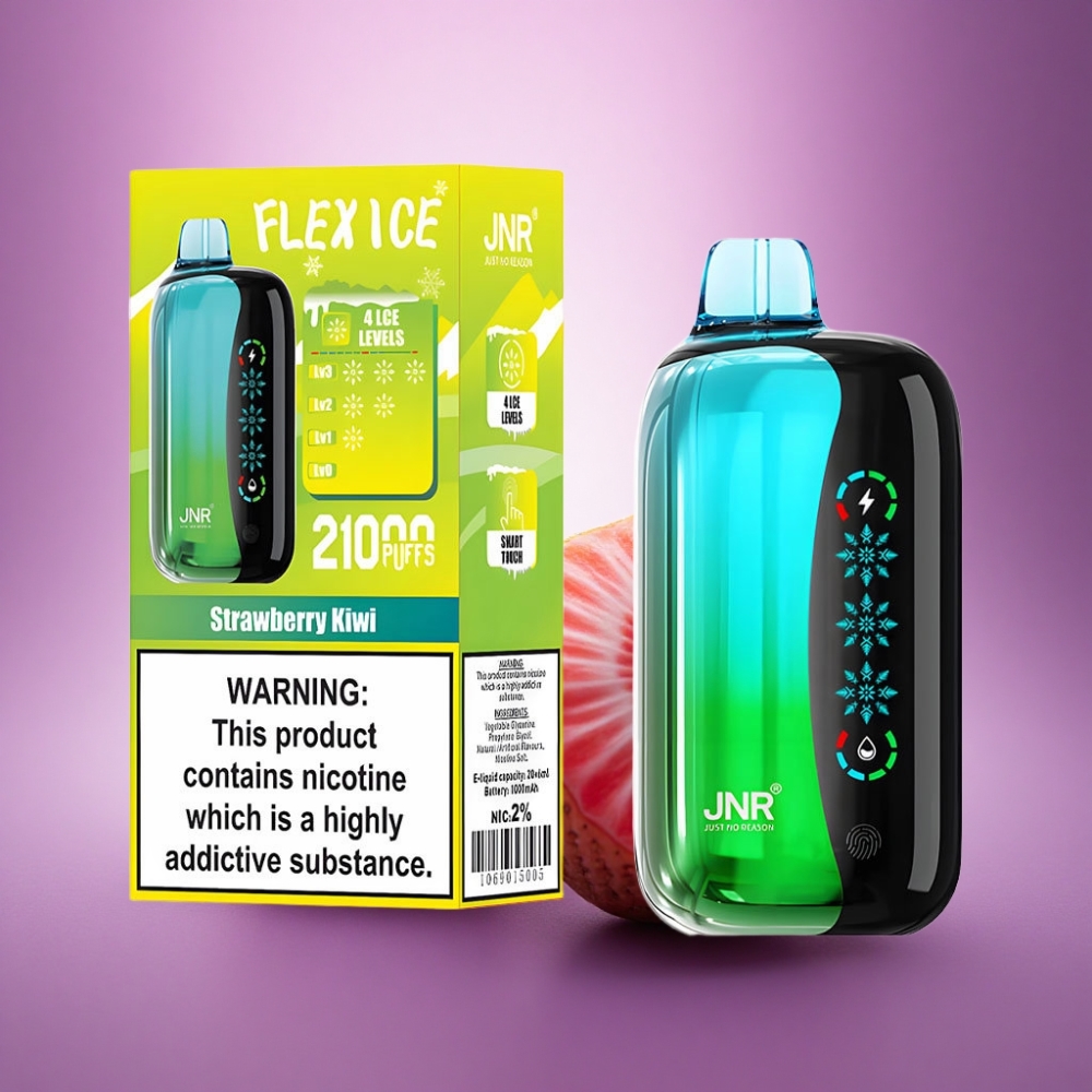 JNR Flex Ice 21000 Zemeņu Kivi Ledus Regulējams 1000mAh Tipa-C Uzlāde
