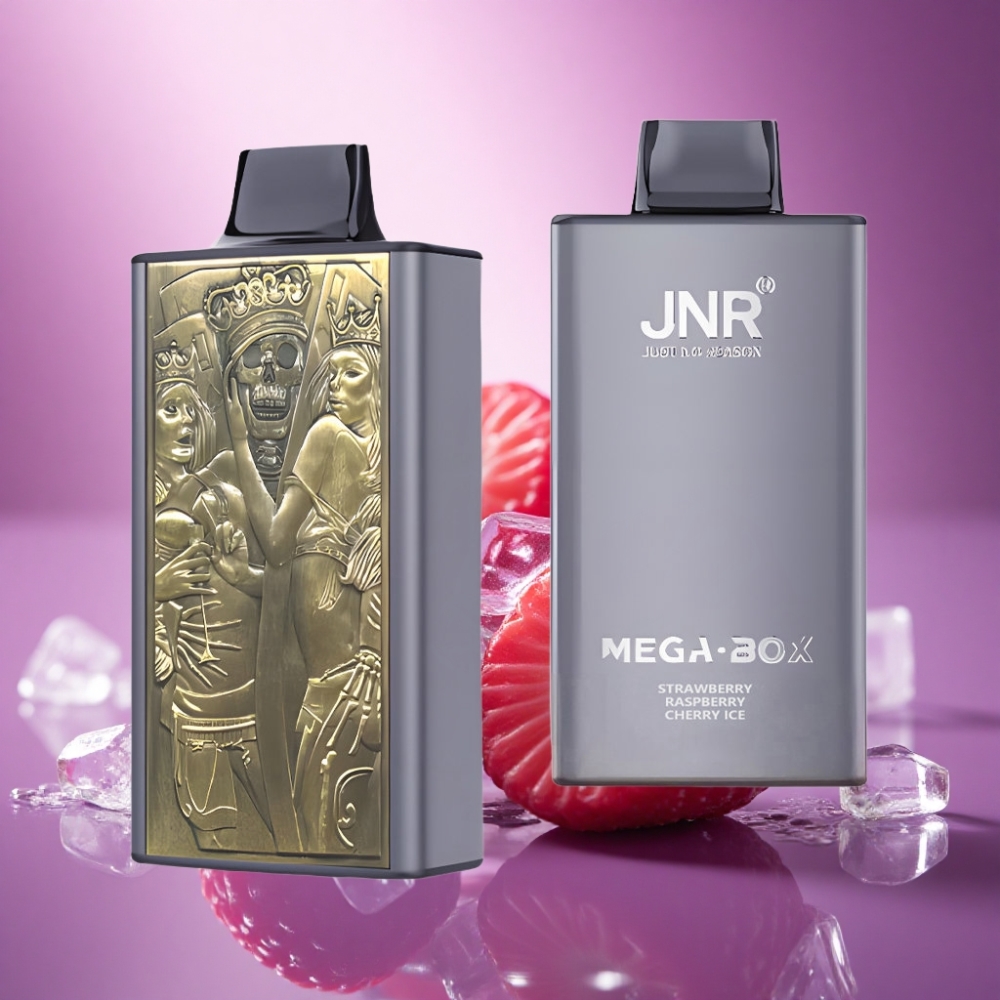 JNR Mega Box 25000 Zemeņu Aveņu Ķiršu Ledus ar 30ml E-šķidrumu un 2% Nikotīna
