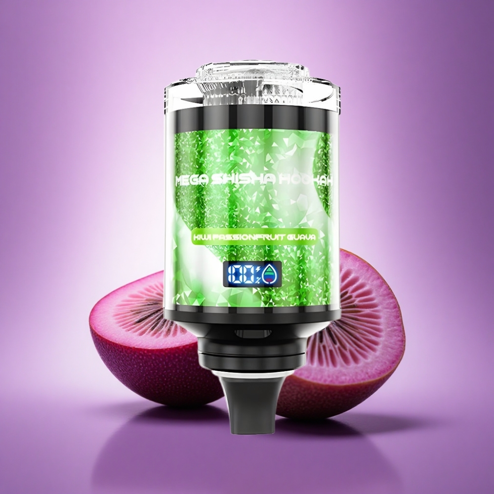 JNR Mega Shisha Hookah 100K Kivi Marakuģe Guava ar 2200mAh un 2% nikotīna
