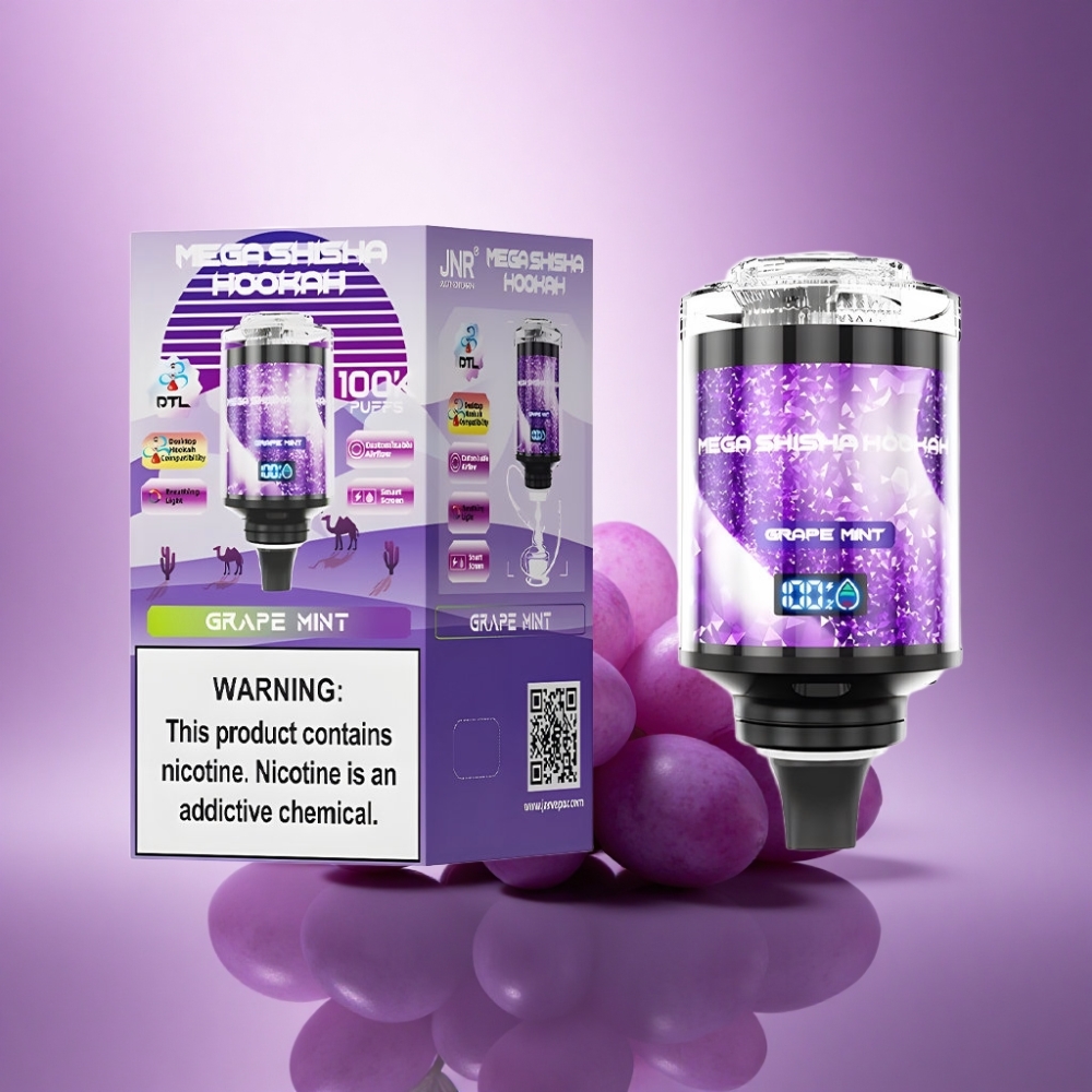 JNR Mega Shisha Hookah 100K Vīnogu Mētra 2200mAh 2% nikotīna