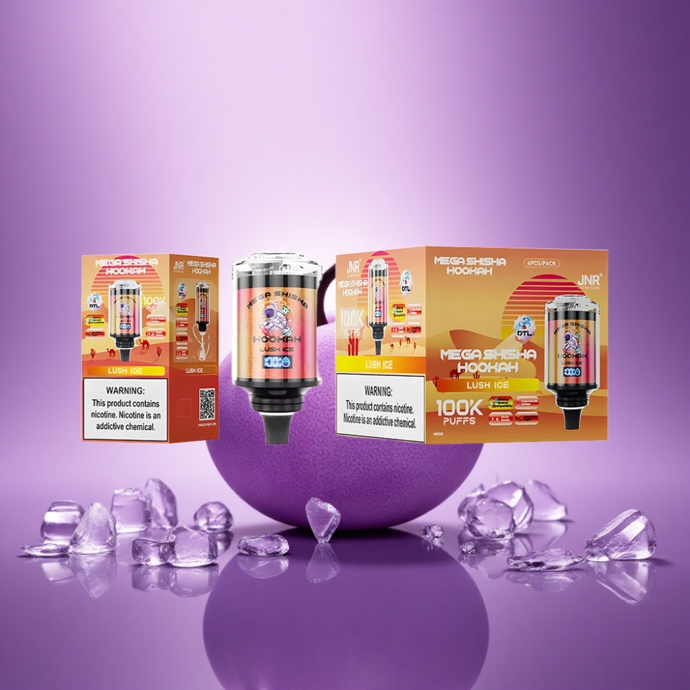 JNR Mega Shisha Hookah 100K Zaļā Ledus 2200mAh 2% nikotīns