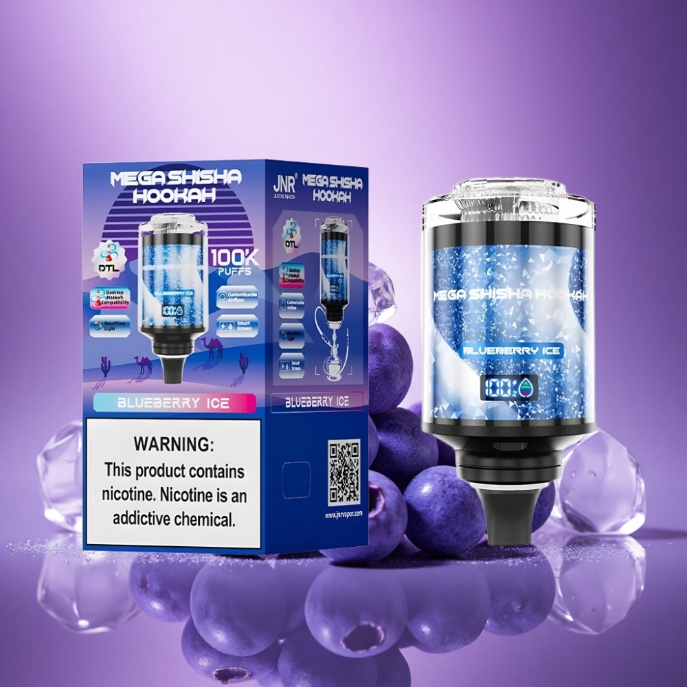 JNR Mega Shisha Hookah 100K Zilā Gaisma ar 2% nikotīnu un 2200mAh