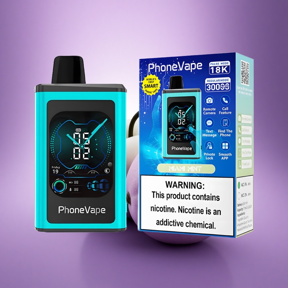 JNR PhoneVape 30000 Miami Mint 850mAh Tipa-C Uzlādējams Nikotīns 2% 5%