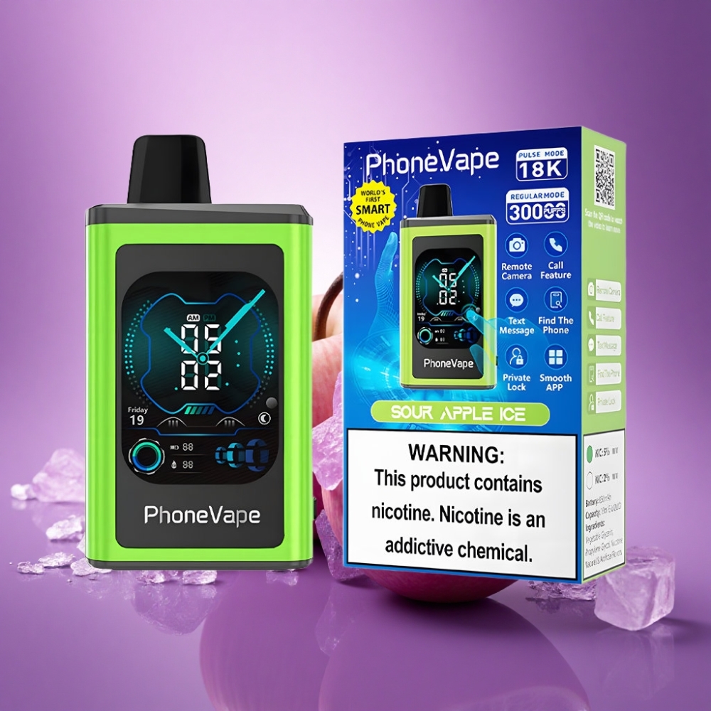 JNR PhoneVape 30000 Skābā ābola ledus ar 850mAh un nikotīnu 5%