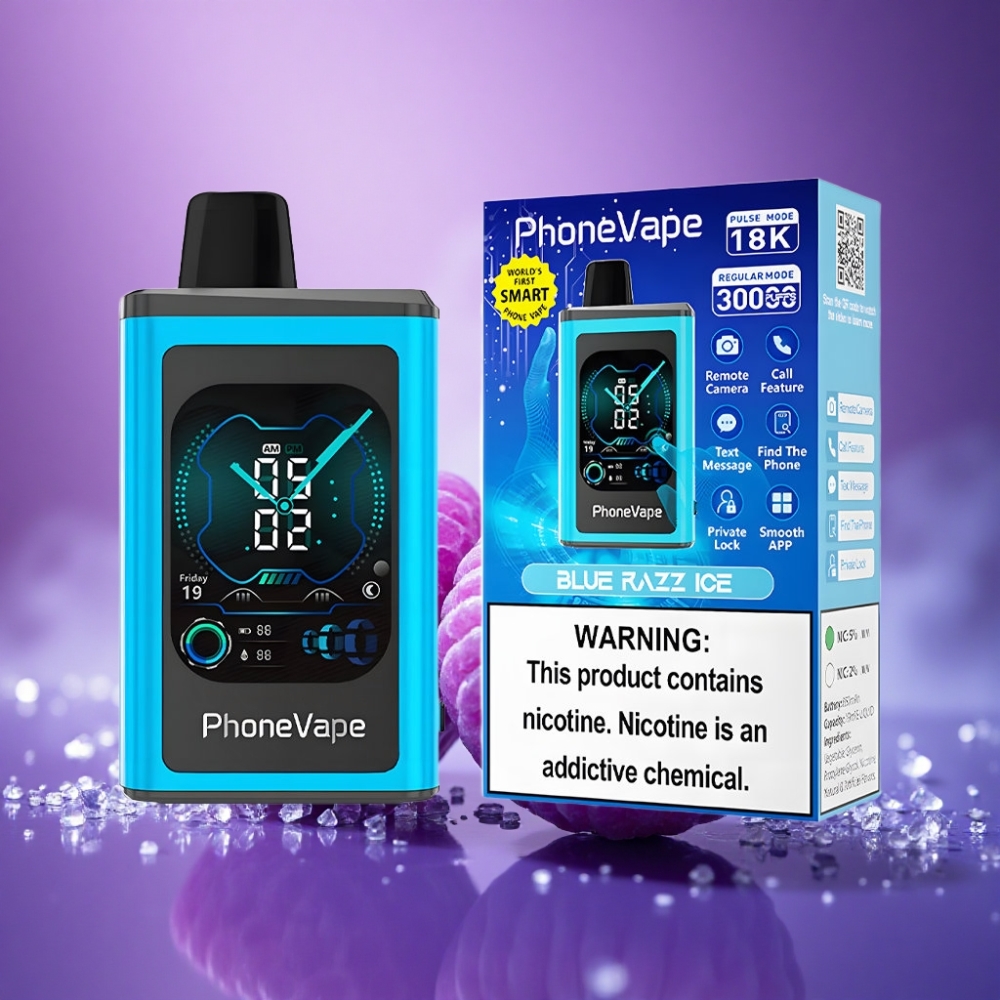 JNR PhoneVape 30000 Zilā Aveņu Ledus ar 850mAh un 5% nikotīna