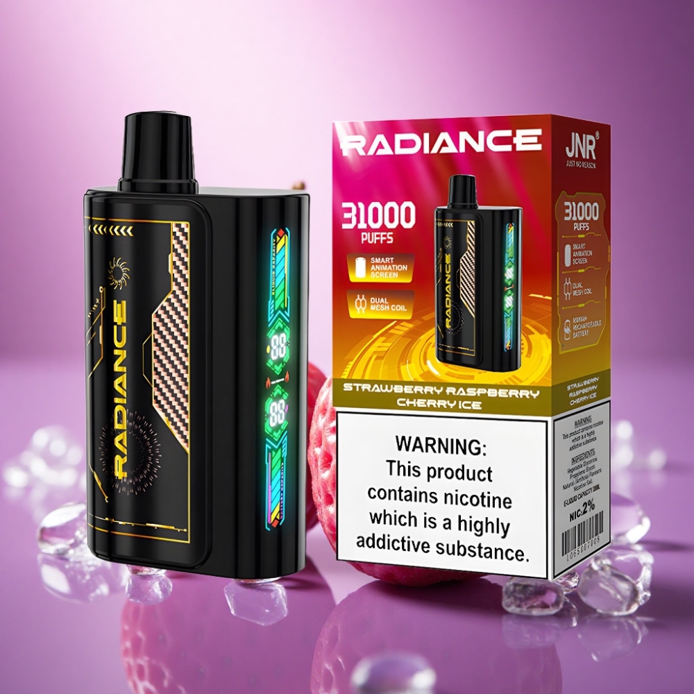 JNR Radiance 31000 Zemeņu Aveņu Ķiršu Ledus ar 950 mAh un 2% nikotīna satura