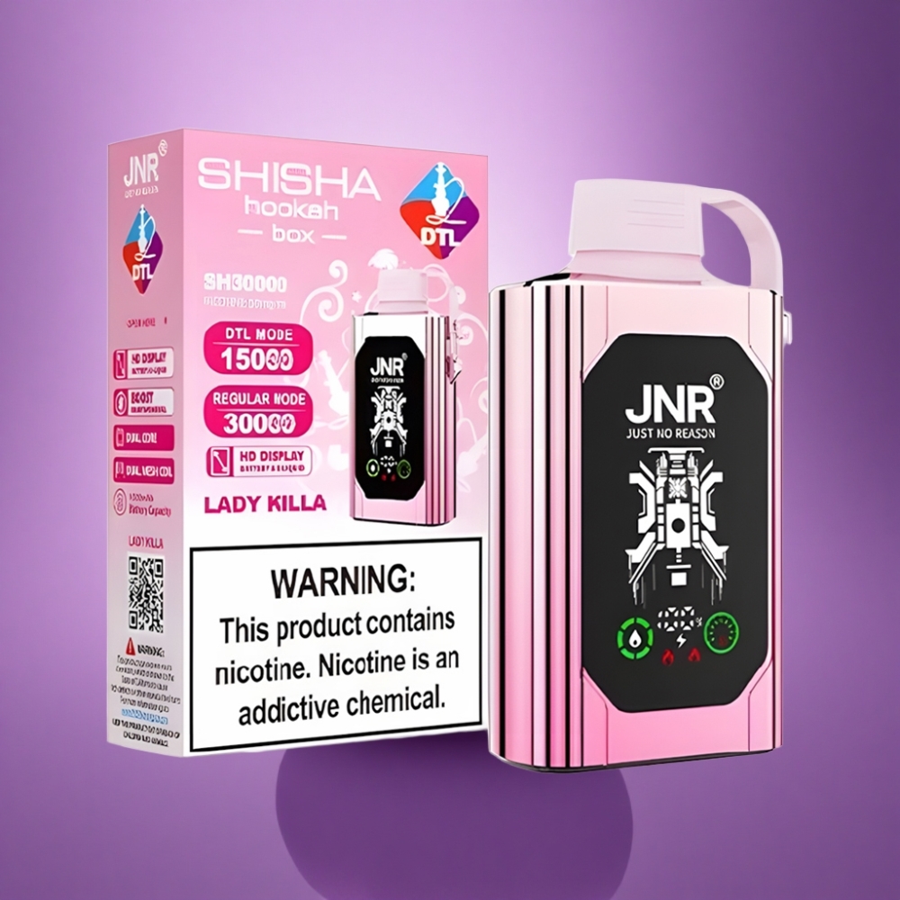 JNR Shisha Hookah Box 20500 Dāma Killa HD Displejs 25ml Dual Mesh Coil 1000mAh Type-C