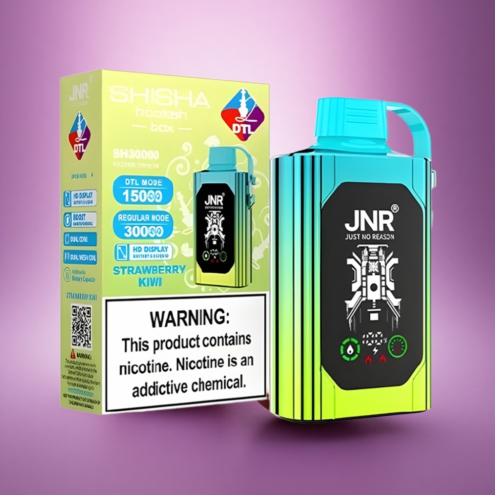 JNR Shisha Hookah Box 20500 Zemeņu-Kivi HD Displejs 1000mAh Dual Mesh Coil 5% Nikotīns