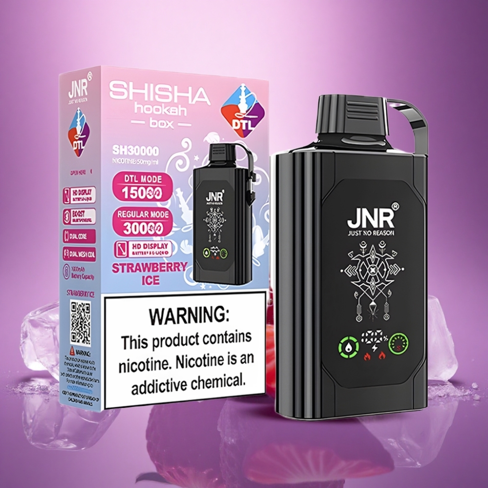 JNR Shisha Hookah Box 20500 Zemeņu Ledus ar 1000mAh un 25ml e-šķidruma