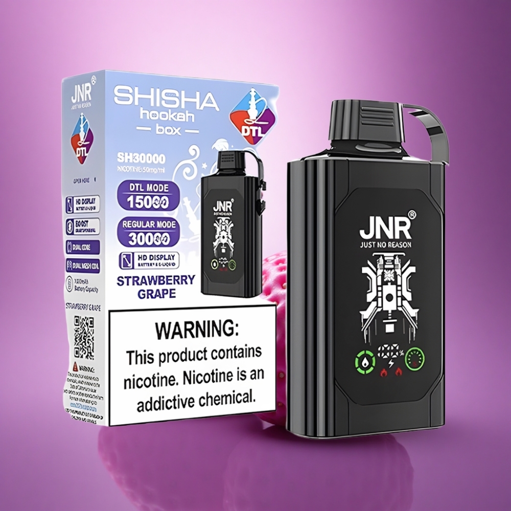 JNR Shisha Hookah Box 20500 Zemeņu Vīnogu HD Displejs 1000mAh 25ml Divkāršais Siets Serde