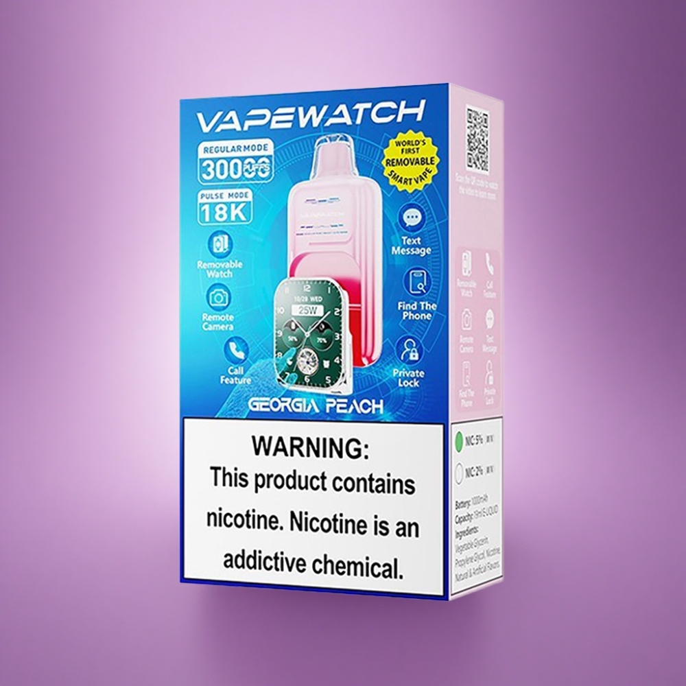 JNR VapeWatch 30000 Džordžijas Persiku Dual Mesh Coil ar 19mL un 5% nikotīna