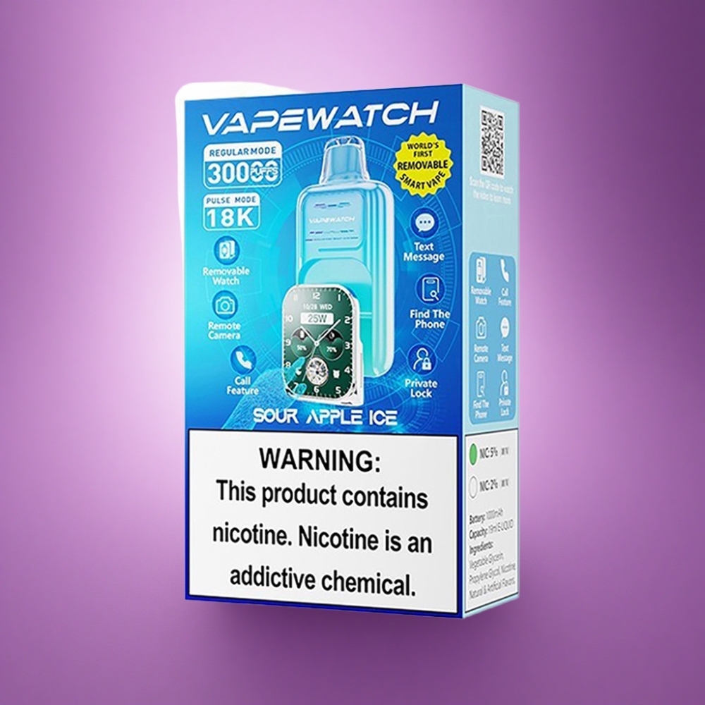 JNR VapeWatch 30000 Skābā ābola ledus ar 1000mAh un dubultā sieta spole