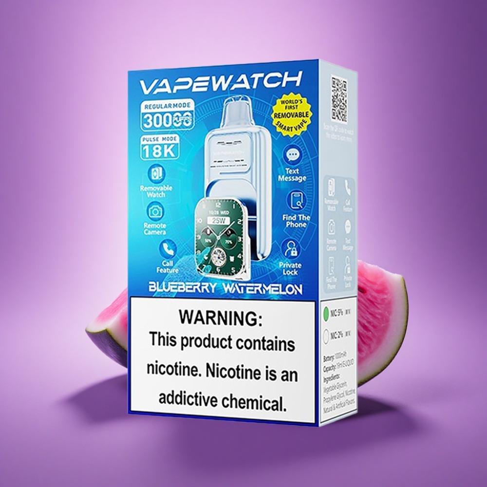 JNR VapeWatch 30000 Zilā Arbūza Ūdens ar 5% nikotīna un 1000mAh bateriju