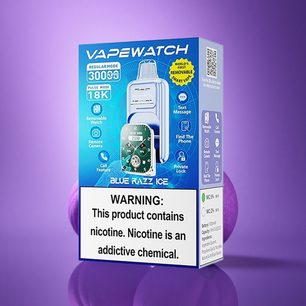 JNR VapeWatch 30000 Zilā Aveņu Ledus ar 1000mAh un 5% nikotīna saturu