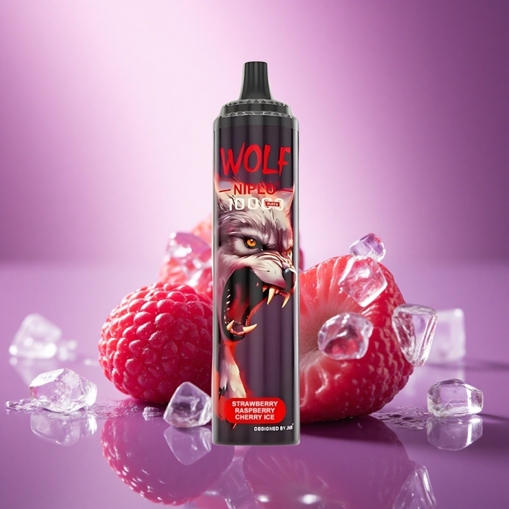 JNR Wolf Niplo 10000 Zemeņu Aveņu Ķiršu Ledus ar 1.0 Ohm un 650mAh