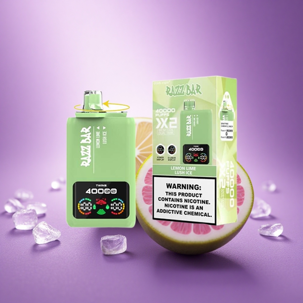 Razz Bar 40000 Puffs Citrons Laišķu Ledus Gaisma ar 5% nikotīna saturu un 650 mAh bateriju