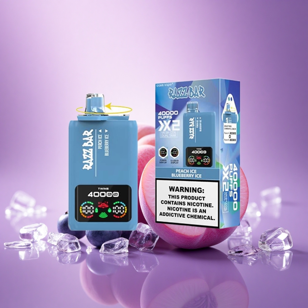 Razz Bar 40000 Puffs Persiku Ledus - Melleņu Ledus ar 2% nikotīna un 650 mAh bateriju