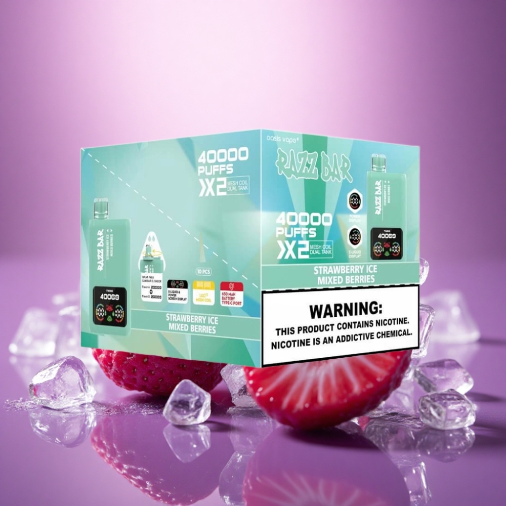 Razz Bar 40000 Puffs Zemeņu Ledus - Jauktas Ogles ar 650 mAh un 2% nikotīna saturu