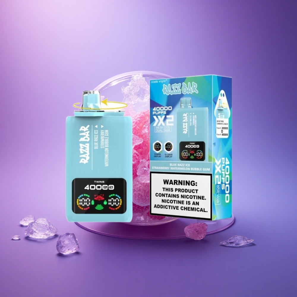 Razz Bar 40000 Puffs Zilā Aveņu Ledus-Ārbēzes Bubble Gum ar 5% nikotīna saturu un 650 mAh bateriju
