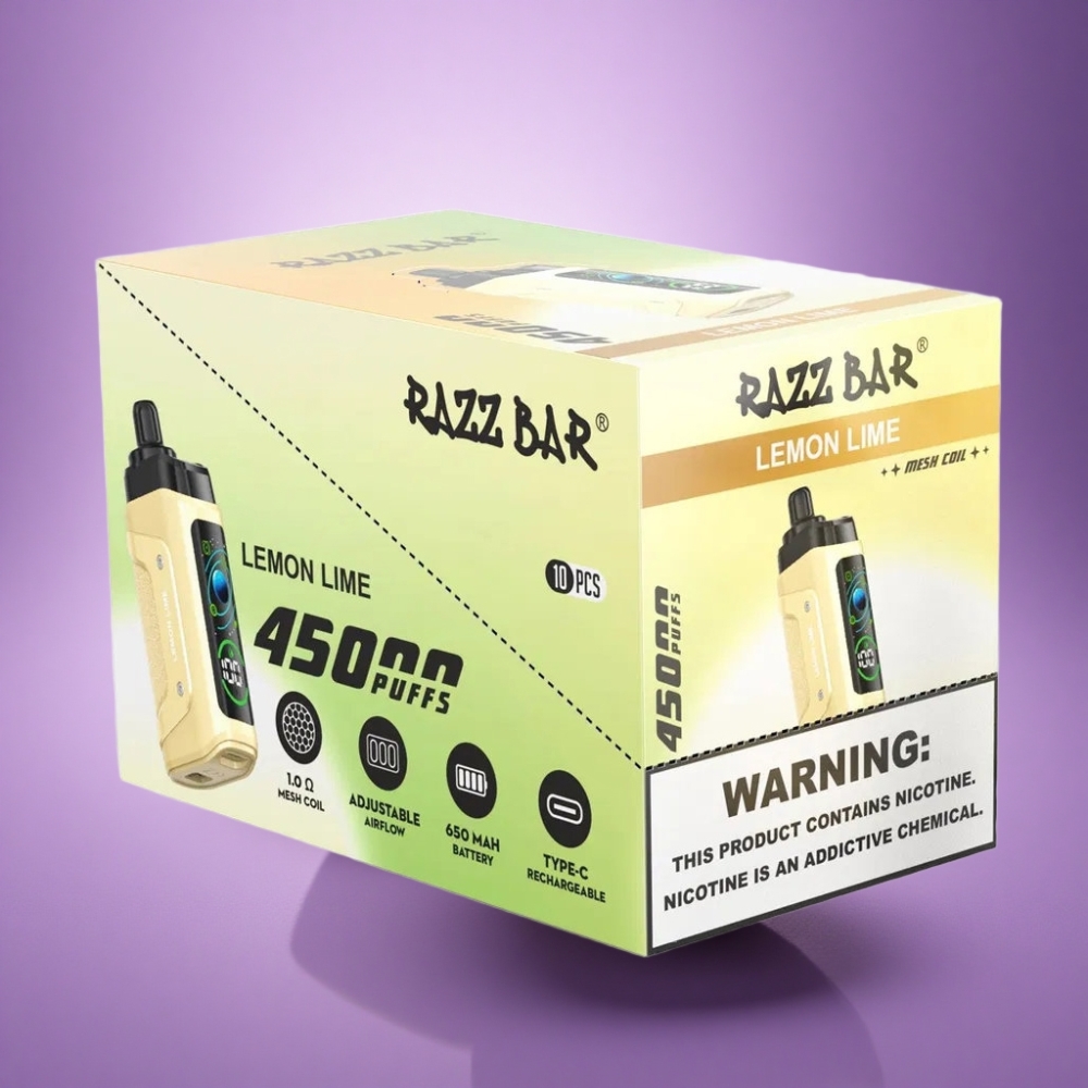 Razz Bar 45000 Puffs Citrons un Laima ar 20 mg/ml nikotīna un 650 mAh bateriju