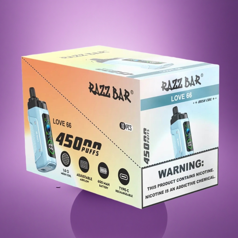 Razz Bar 45000 Puffs Mīlestība 66 20 mg nikotīna 650 mAh